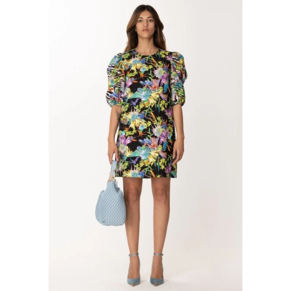 Just Cavalli Zwarte bloemenprint jurk Multicolor Dames
