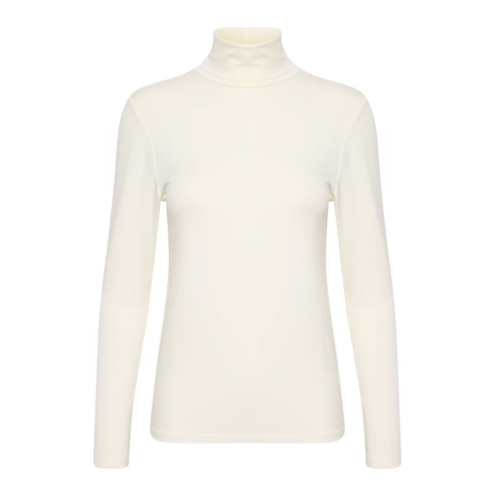 Soaked In Luxury Beige Soft Rollneck Ls Top Whisper White - Female - Long Sleeve T-Shirts - S - Tops