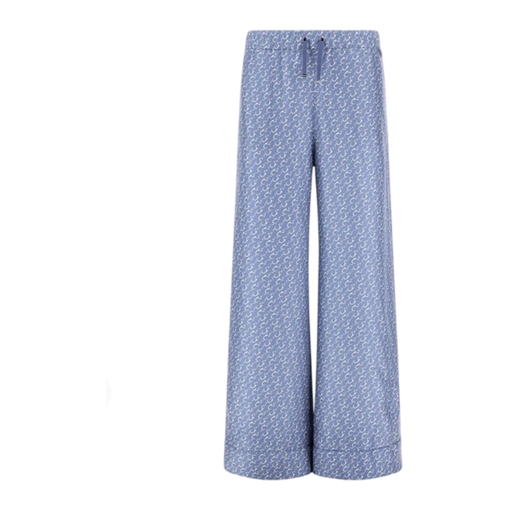 Herno Vrouw Blauw Broeken Dames, Xl, Wide Broeken