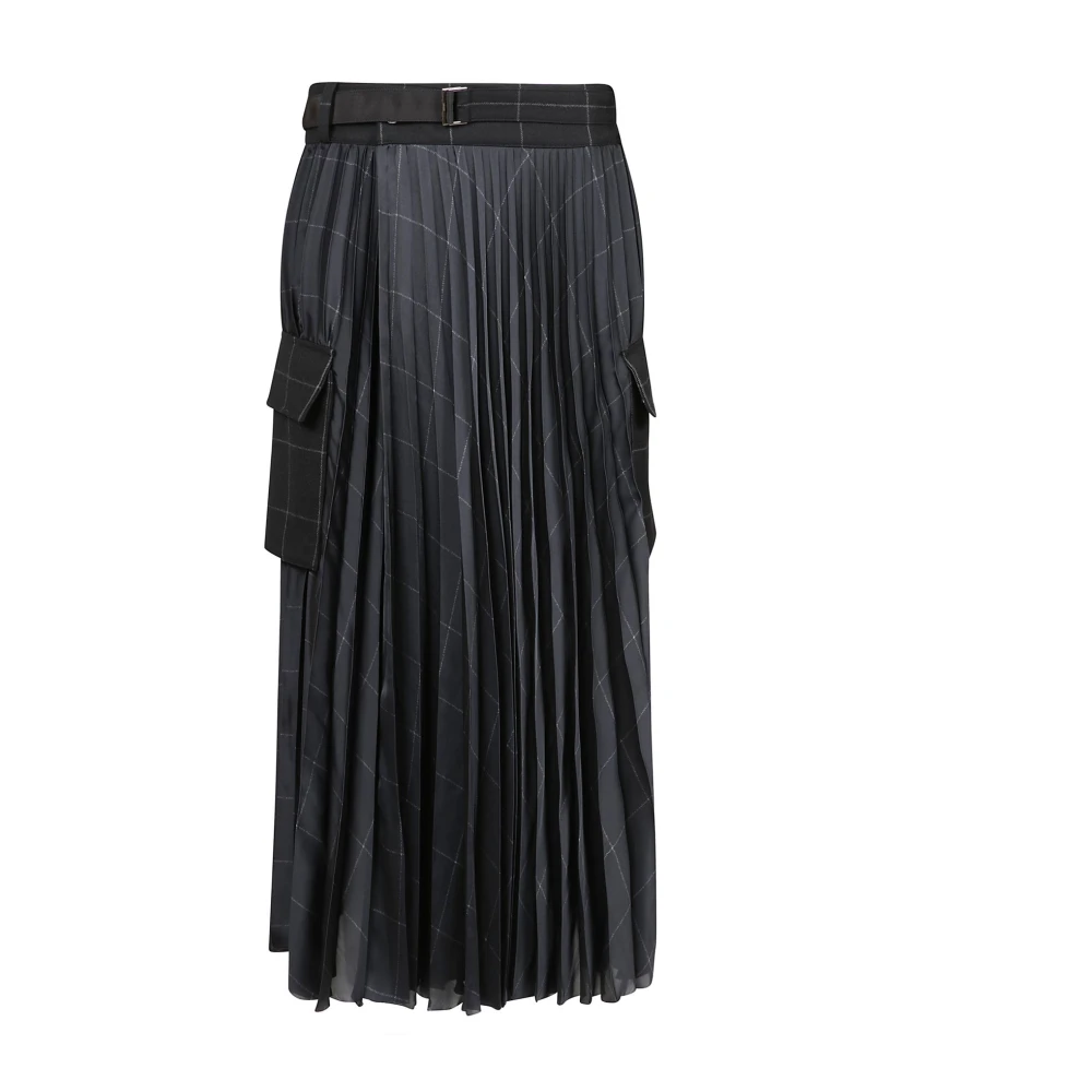 Sacai Geruite Rok Black Dames