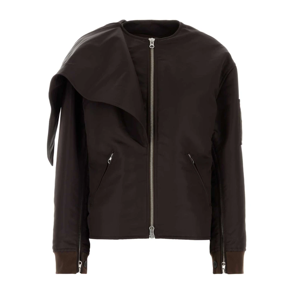 Courrèges Gewatteerde Chocolade Nylon Jas Brown Dames