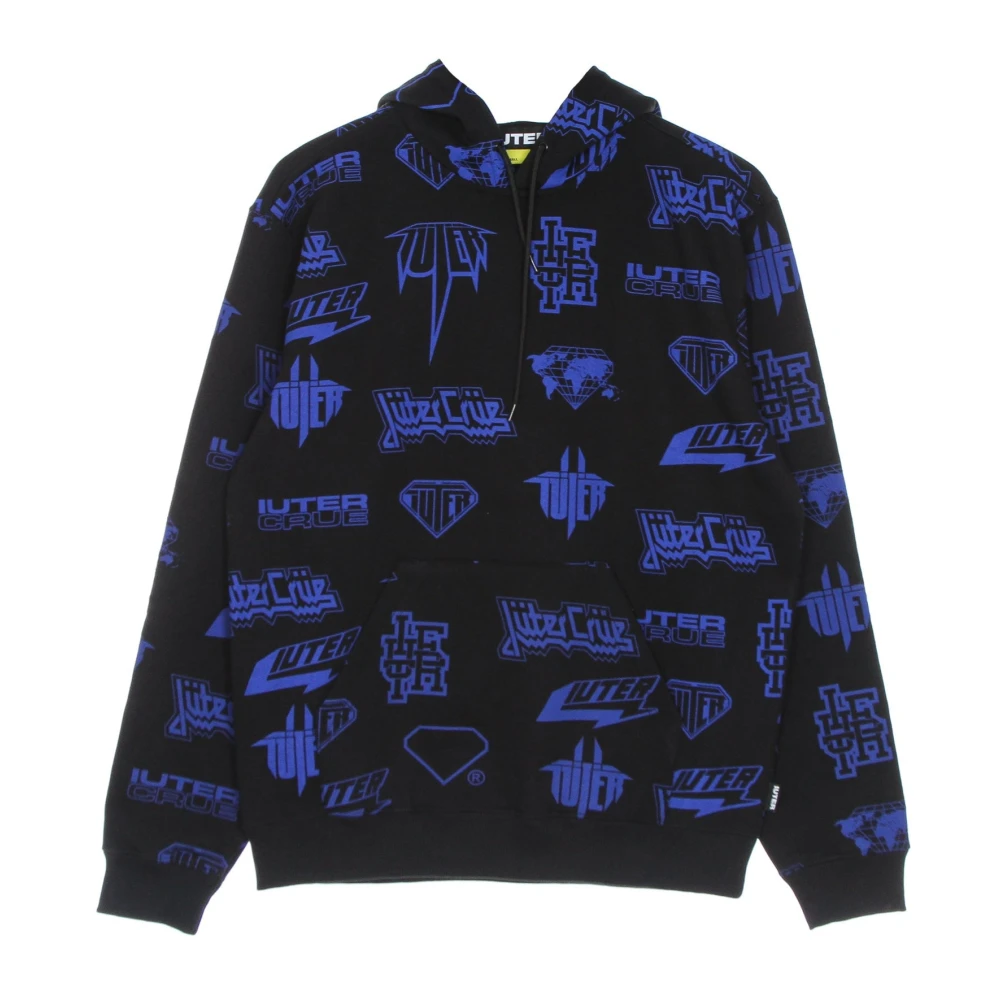 Iuter Zwarte hoodie met hoornprint Black Heren