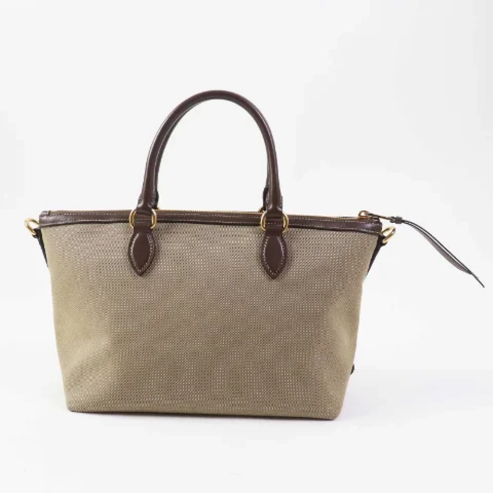 Prada Vintage Pre-owned Canvas handbags Beige Dames