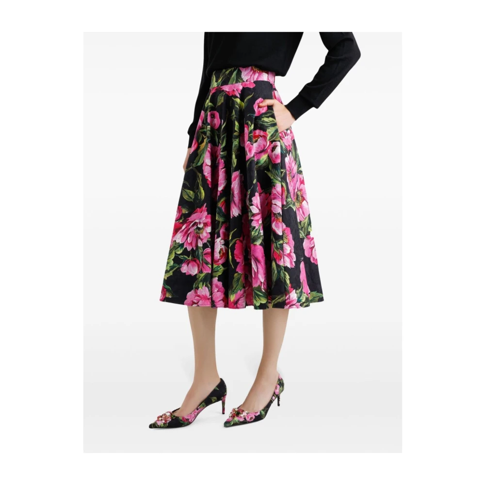 Dolce & Gabbana Rozenprint Midi Rok Multicolor Dames