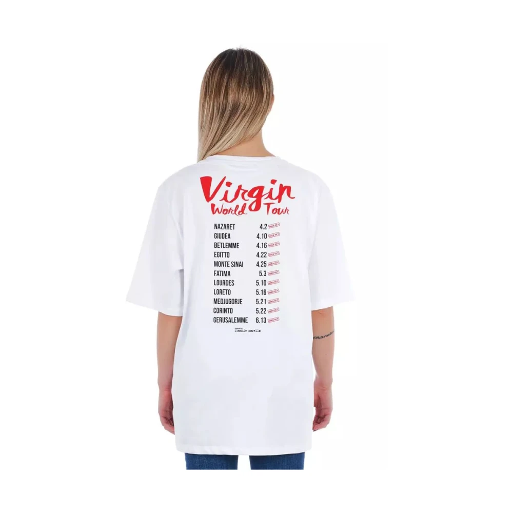 Frankie Morello Chic Prints Oversized Cotton Tee White Dames