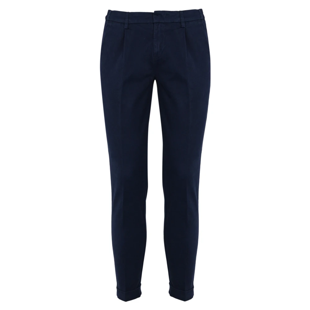 Fay Blauwe Katoenen Gabardine Slim Fit Broek Blue Heren