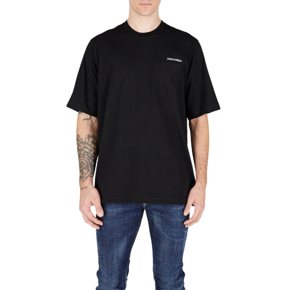 Dsquared2 Zwarte Katoenen Oversized T-shirt Hotel Print Black Heren