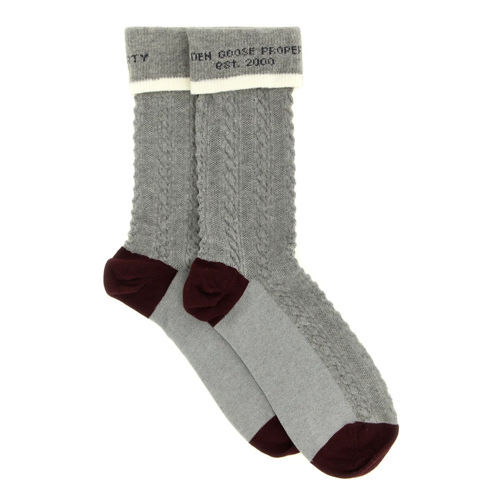 Golden Goose Unisex Gray Socks With Turn-Up And Jacquard Writing - Socks - M - Underwear