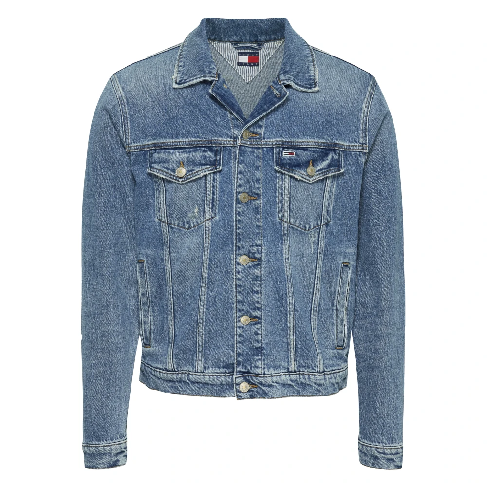 Tommy Jeans Denim Trucker Jack Blauw Distressed Retro Blue Heren