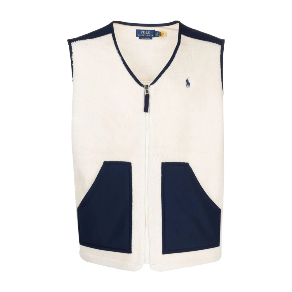 Polo Ralph Lauren Gezellige Fleece Vest Jas Crème Navy Beige Heren