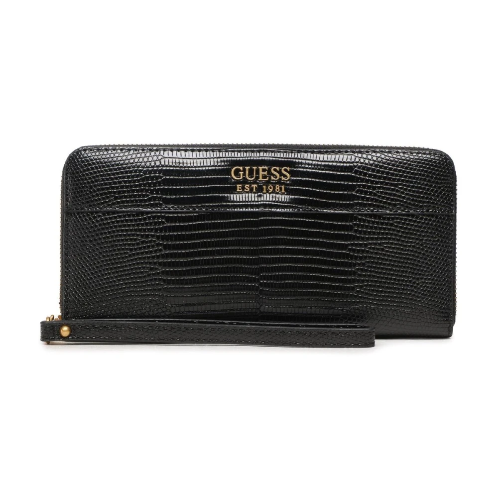 Guess Python Companion Portemonnee Croco Patroon Black Dames