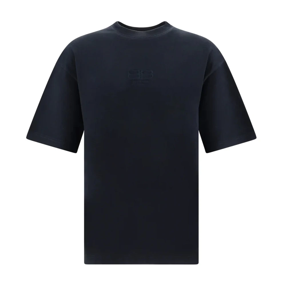 Balenciaga Zwart katoenen T-shirt met logodetail Black Heren
