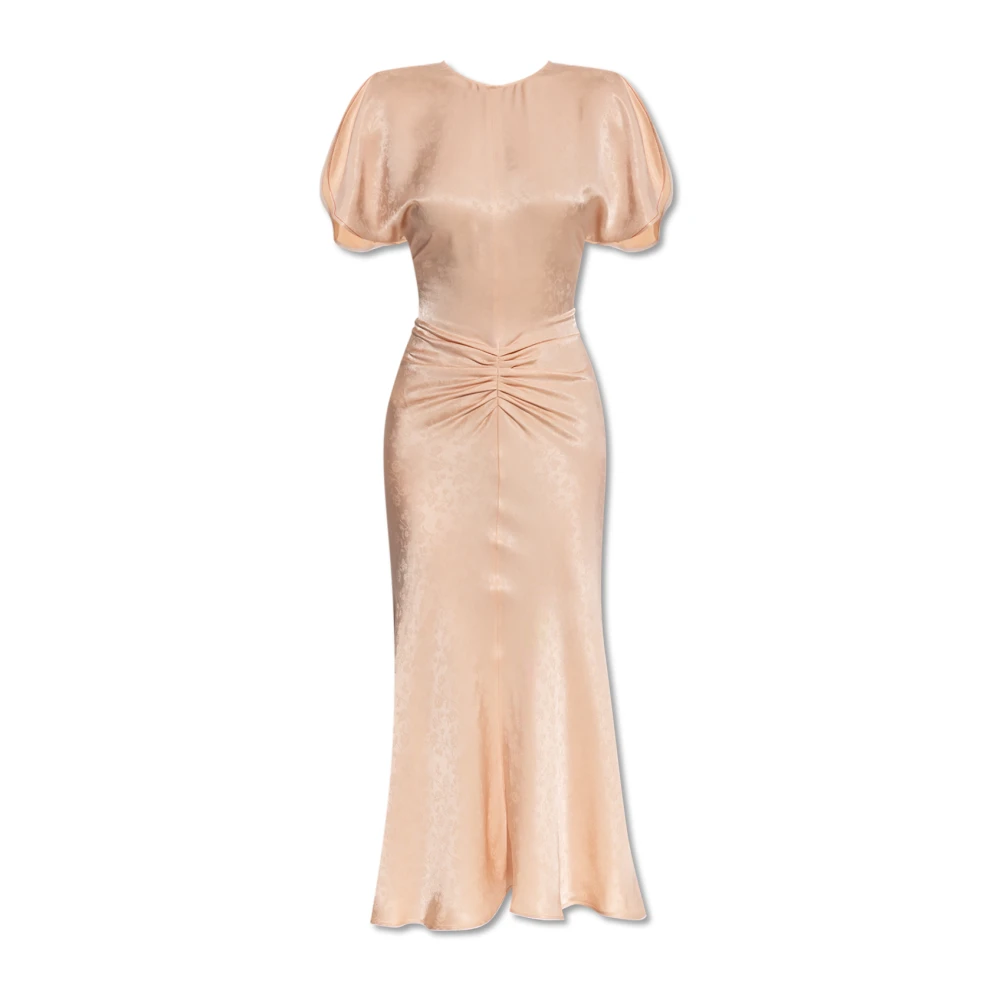 Victoria Beckham Women's Pink Gathered Waist Midi Dress