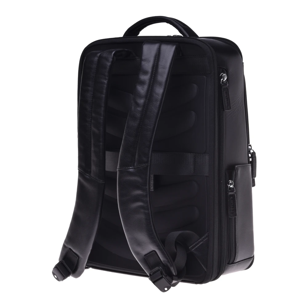 Baldinini Backpack in black leather and nylon Black Heren