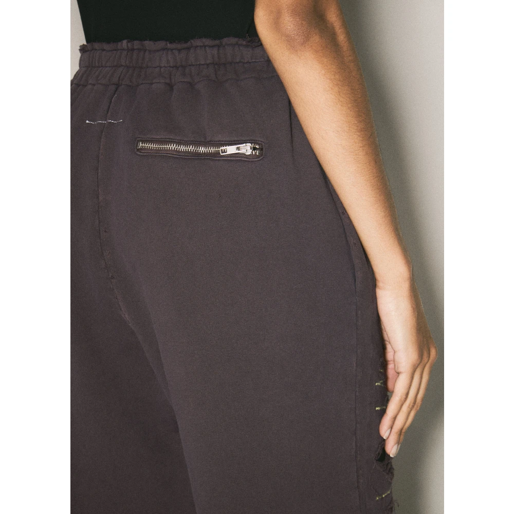 MM6 Maison Margiela Distressed Cotton Wide-Leg Track Pants Purple Dames