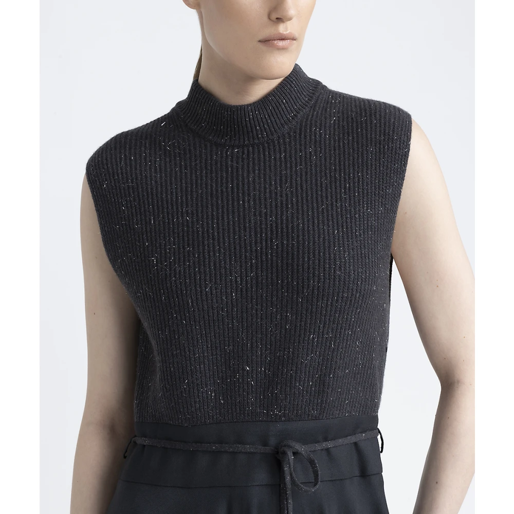 PESERICO Wol zijde kasjmier en lurex jurk Gray Dames