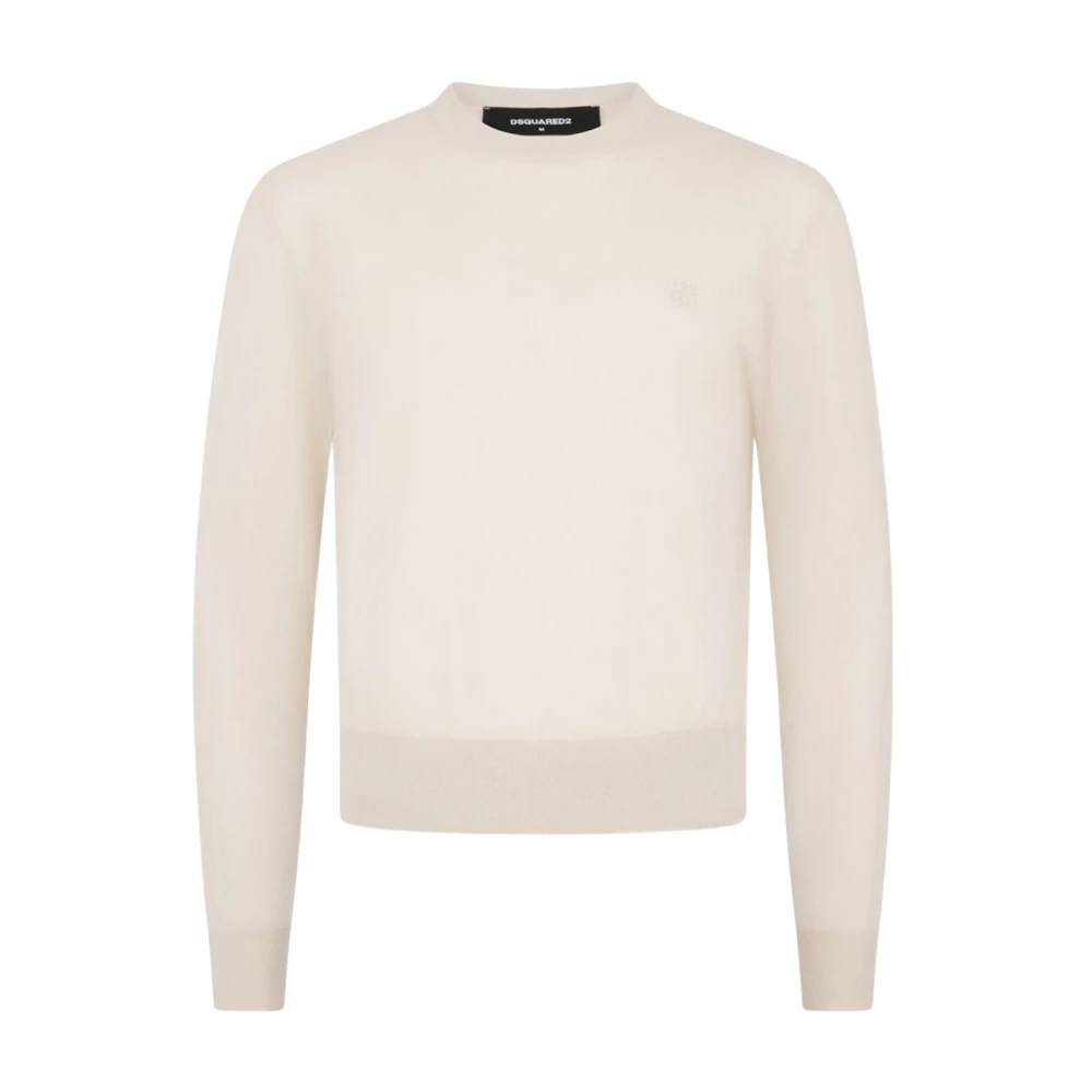 Dsquared2 Men's Beige Crew-Neck Jumper - Round-Neck Knitwear - M - Knitwear