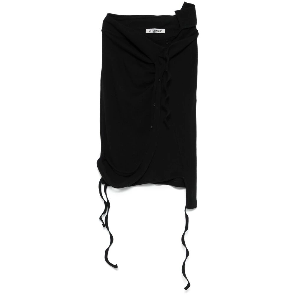 Ottolinger Donna Nero - Gonna Nera Con Ruches E Bottoni - Skirts - L