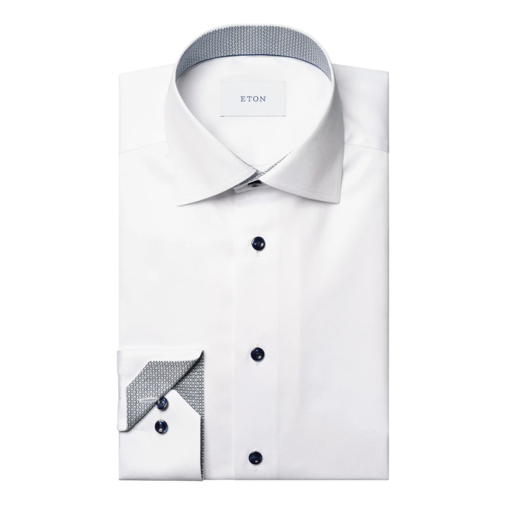 Eton White Contemporary Fit Geometric Twill Shirt - Male - Formal Shirts - 3XL - Shirts