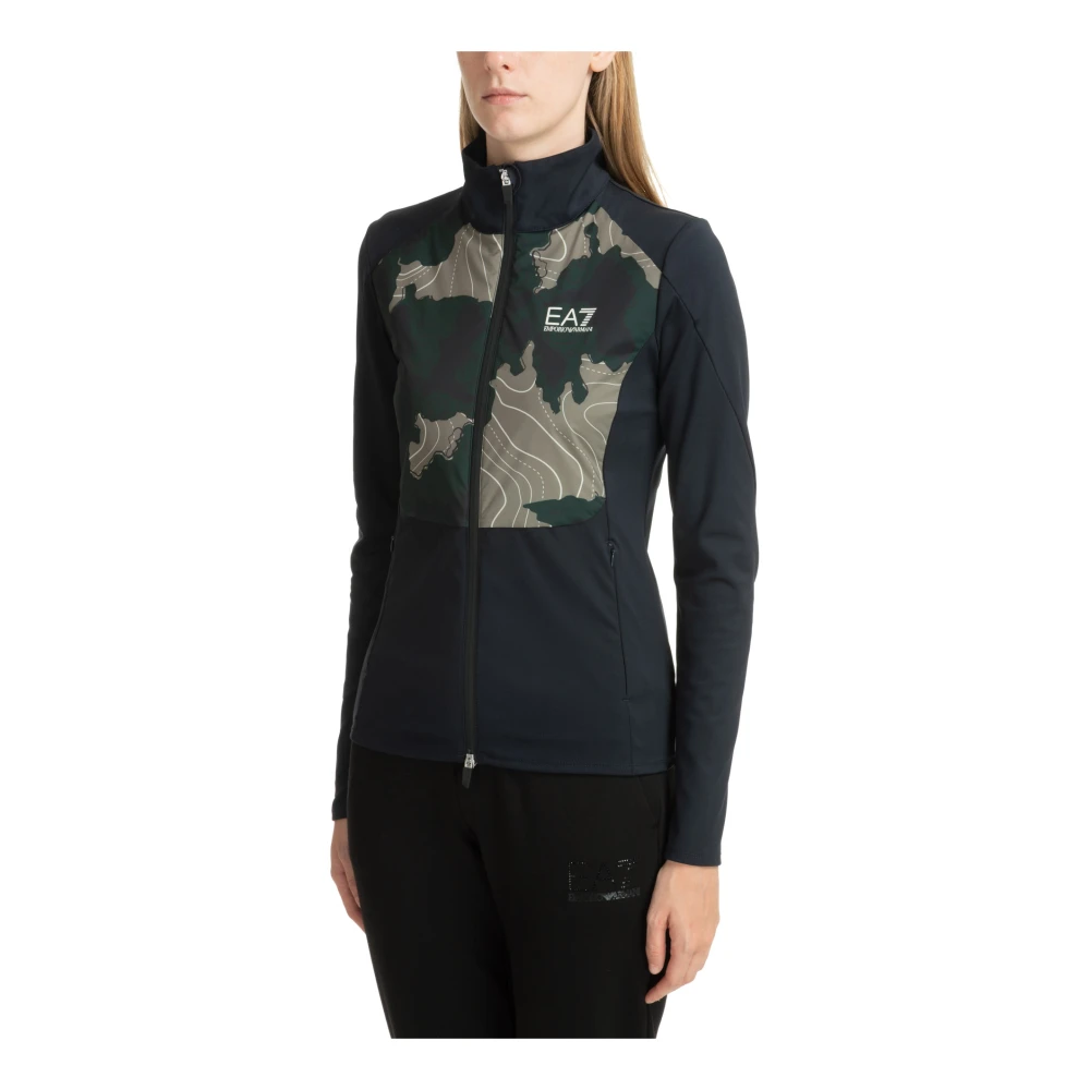 Emporio Armani EA7 Camouflage Zip-Up Sweatshirt met Logo Multicolor Dames