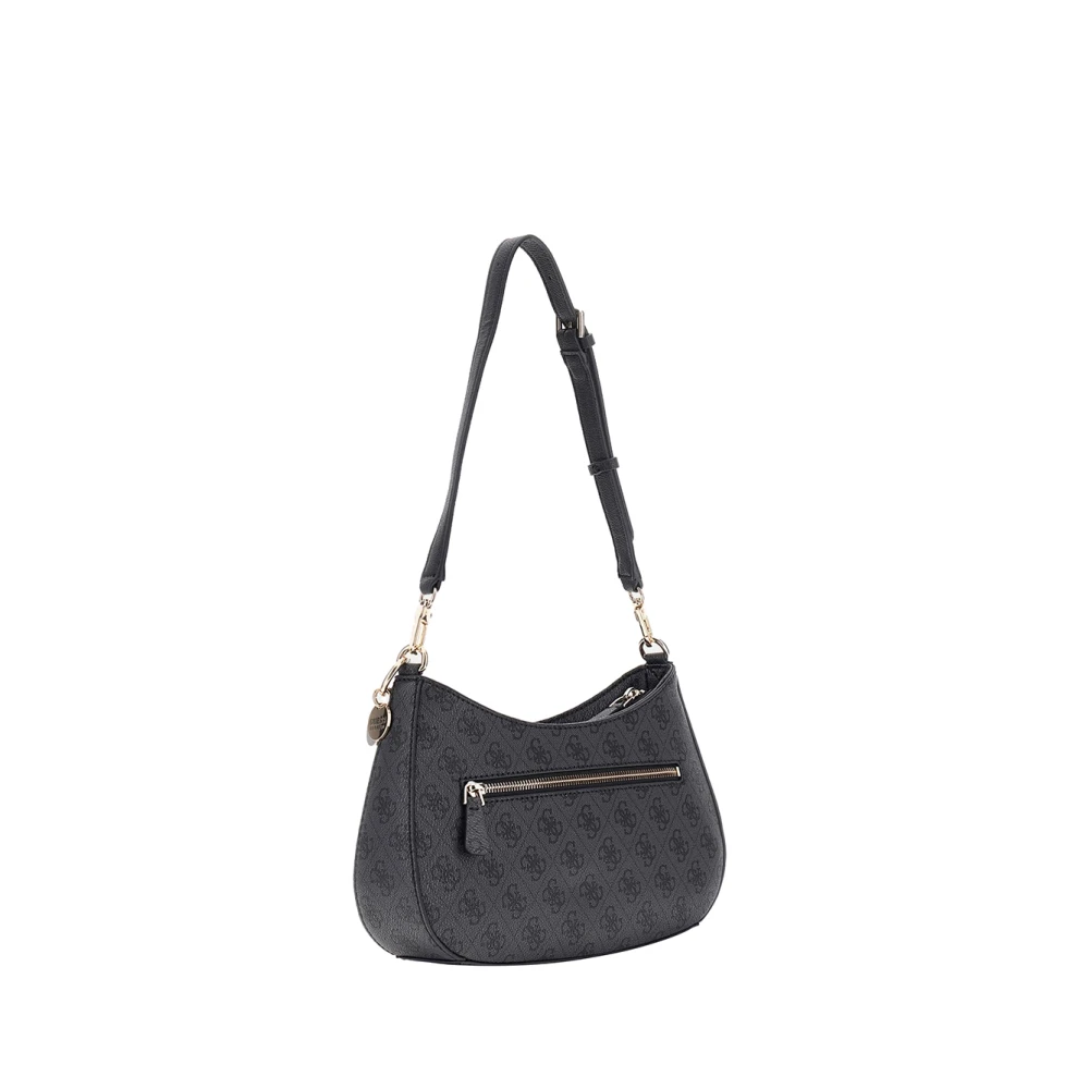 Guess Trendy Zwarte Leren Handtas met Gouden Details Gray Dames