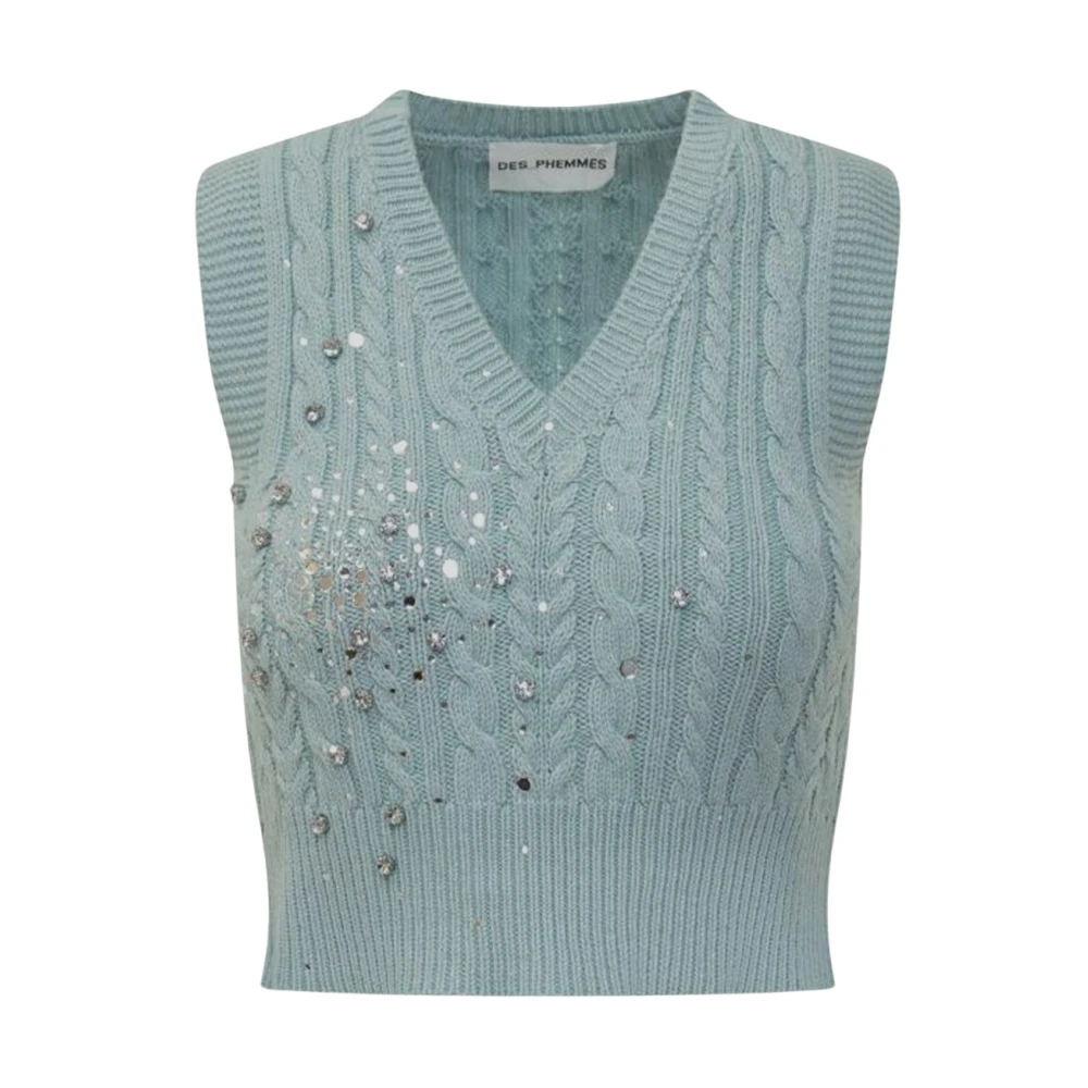 DES Phemmes Wollen Gebreid Vest Blue Dames