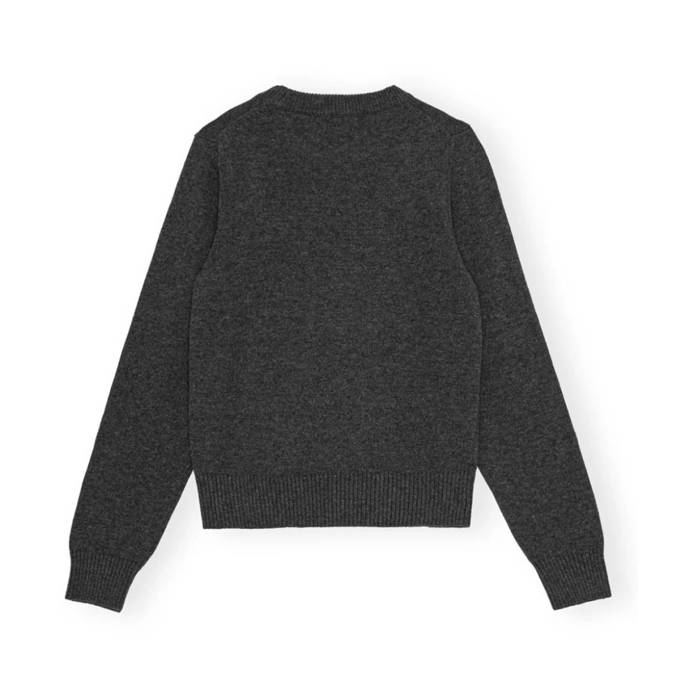 Ganni Rondhals gebreide trui Gray Dames