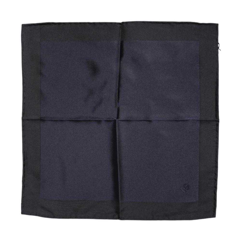 Dolce & Gabbana Men's Blue Luxury Silk Logo Foulard Scarf - Handkerchiefs - One Size - Accessories