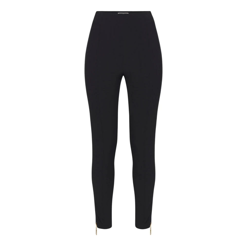 Elisabetta Franchi Rechte elastische crêpe broek met rits Black Dames