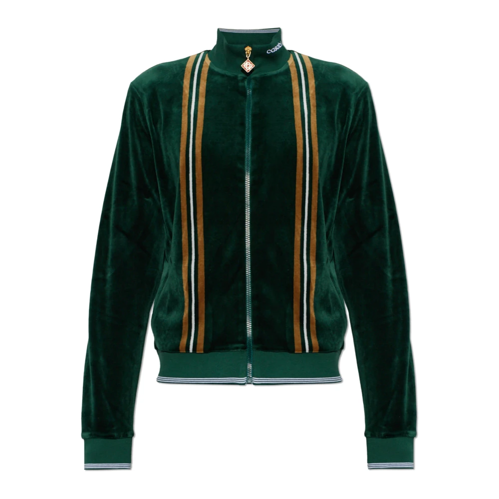 Casablanca , Zip-Throughs, Male, Green, L, Velvet Sweatshirt With A Stand-Up Collar