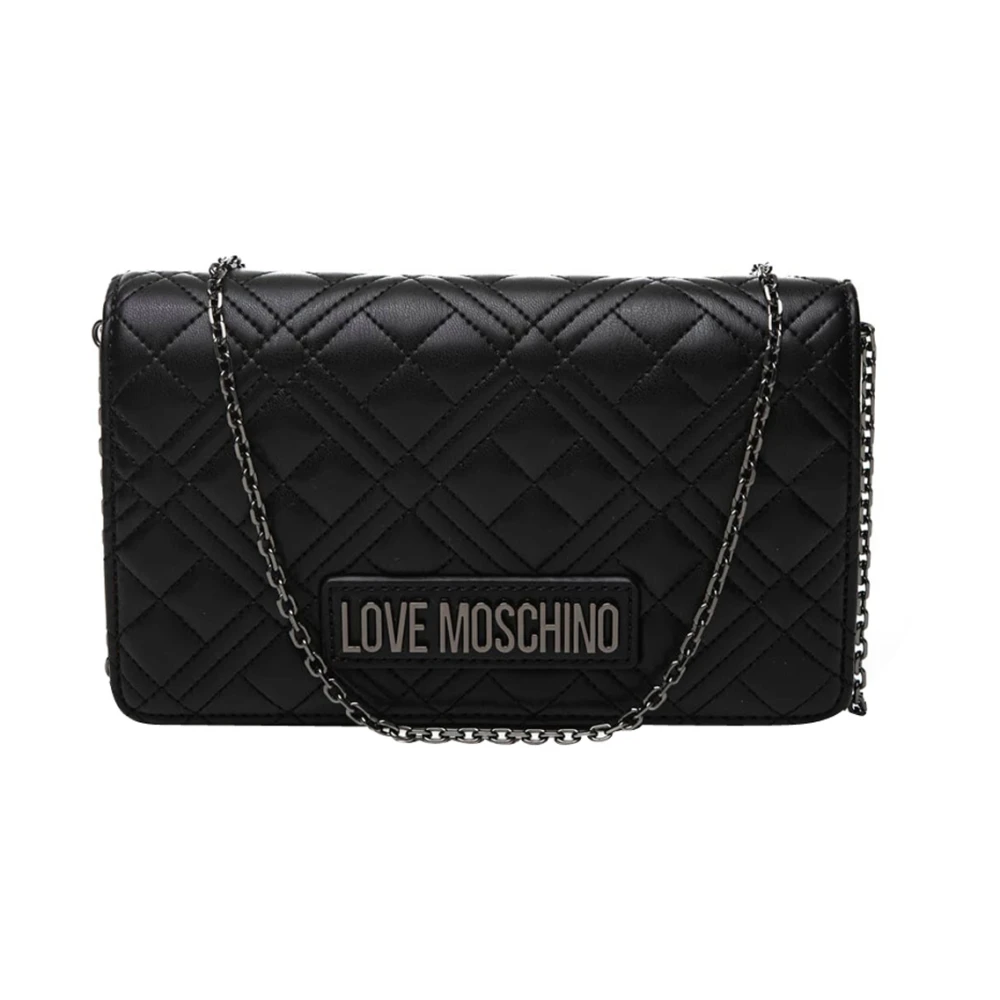 Moschino Zwarte schoudertas met gouden details Black Dames
