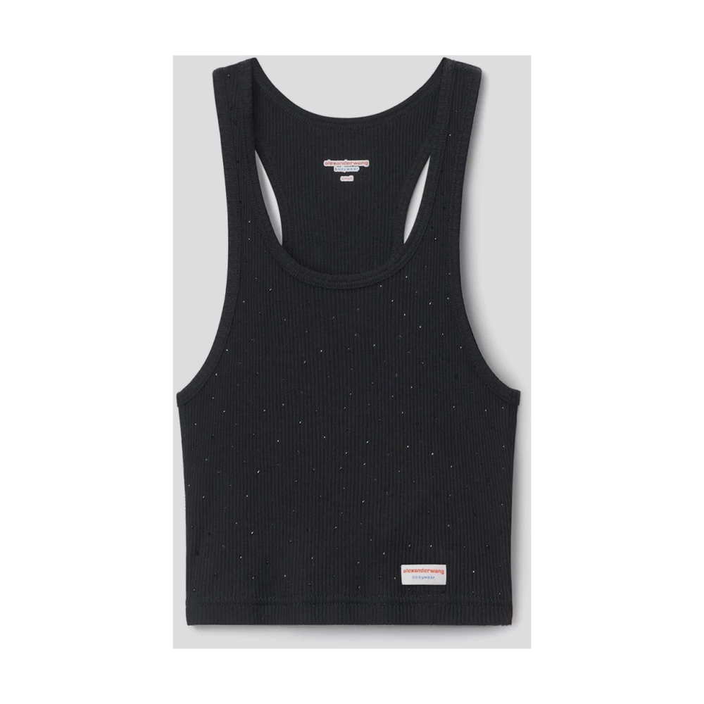 alexander wang Cropped Racer Tank Katoenen Top Black Dames