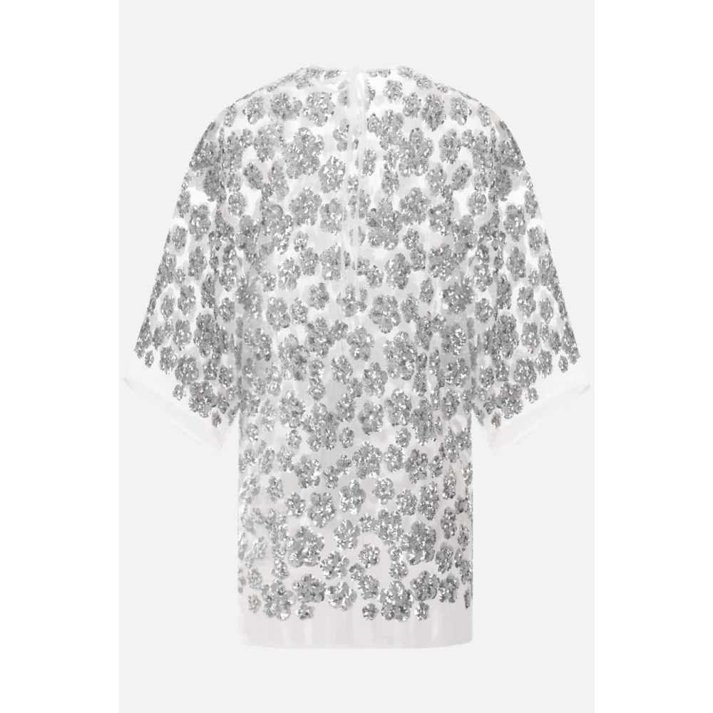 Cecilie Bahnsen Zilver Bloemen Pailletten Oversized Top Gray Dames