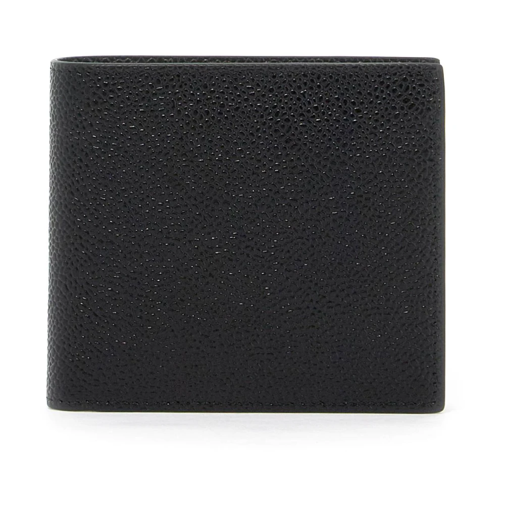 Thom Browne Pebble Grain Leather Bi-Fold Portemonnee Black Heren