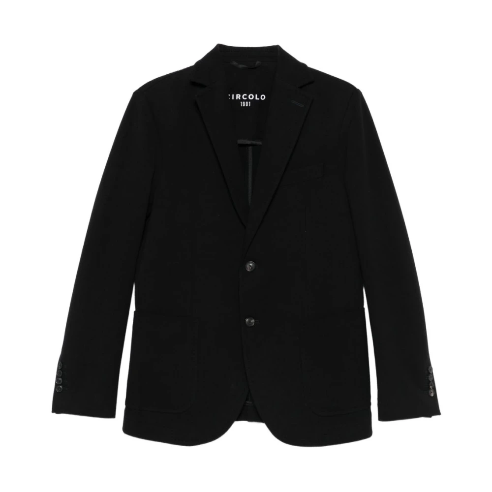 Circolo 1901 Men's Black Cashmere Touch Basic Jacket - Blazers - L - Jackets