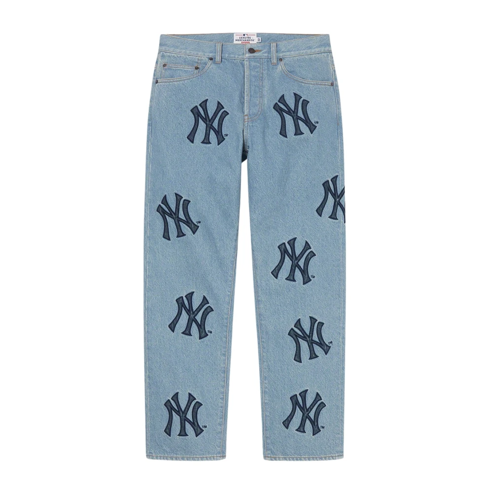 Supreme Beperkte Editie New York Yankees Jeans Blauw Blue Heren