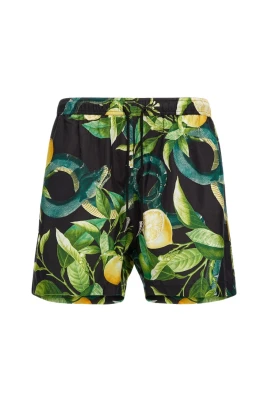 Citrontryck simshorts svart man