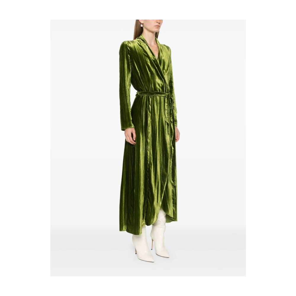 Forte Groene Fluweel Wrap Jurk Plissé V-Hals Green Dames