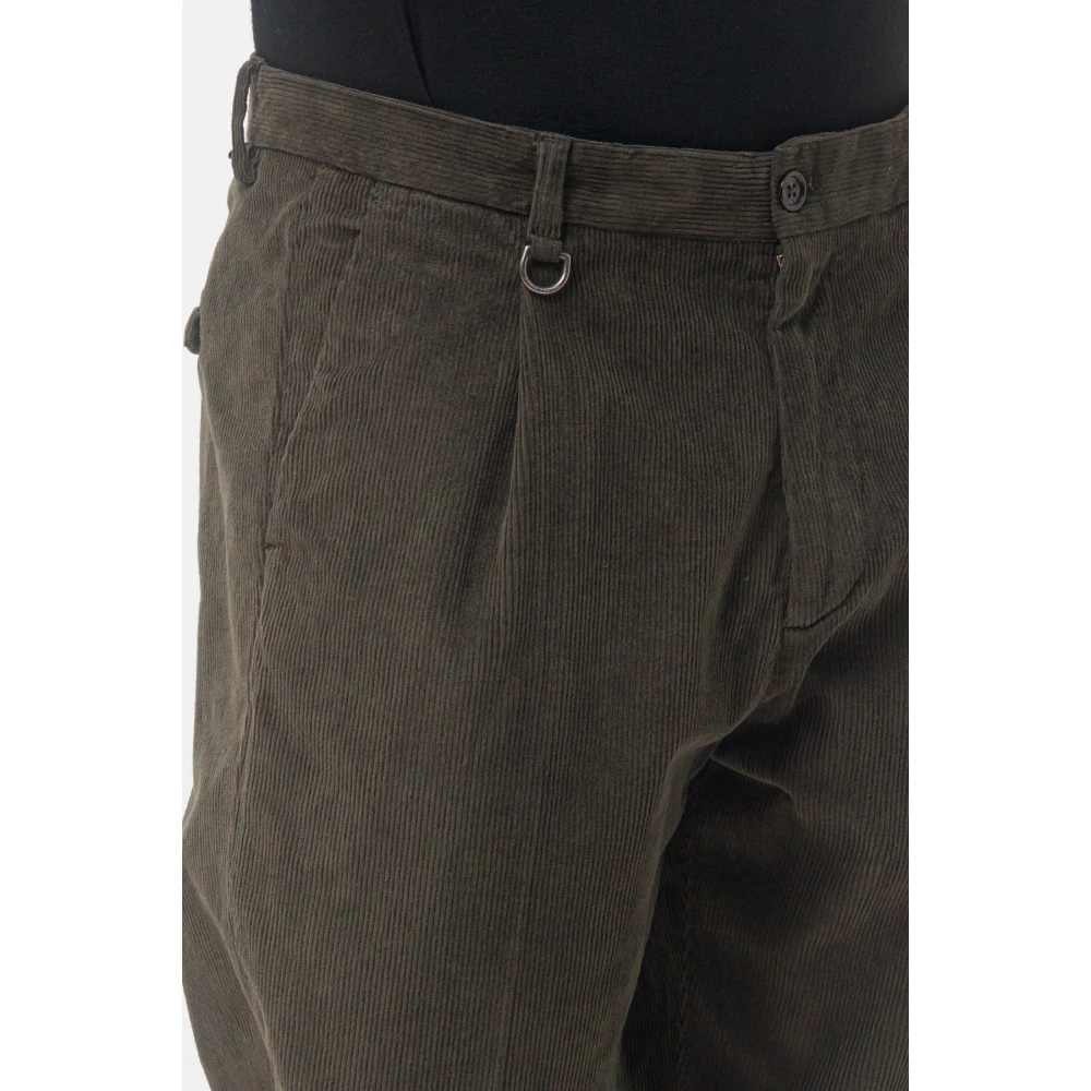 Paolo Pecora Groene Corduroy Regular Fit Broek Green Heren