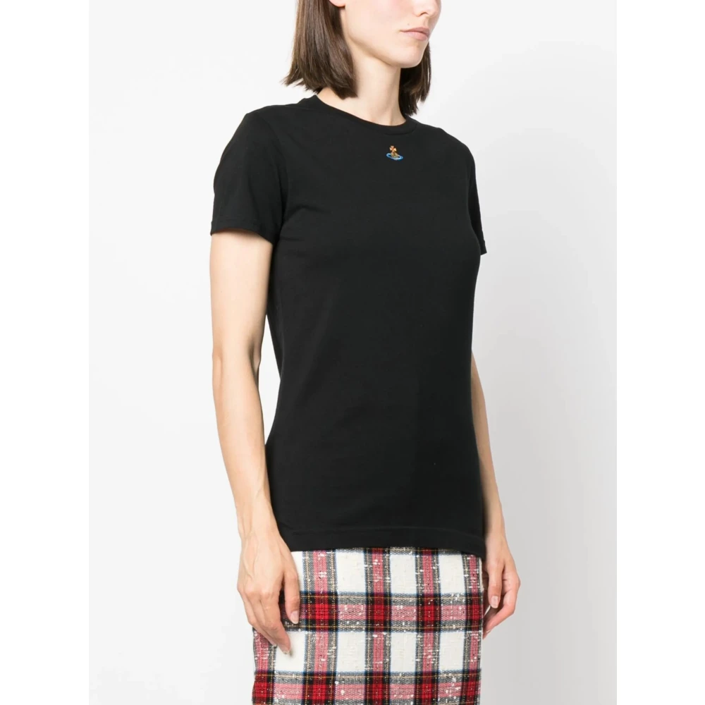 Vivienne Westwood Zwart Orb Handtekening Logo Tee Black Dames