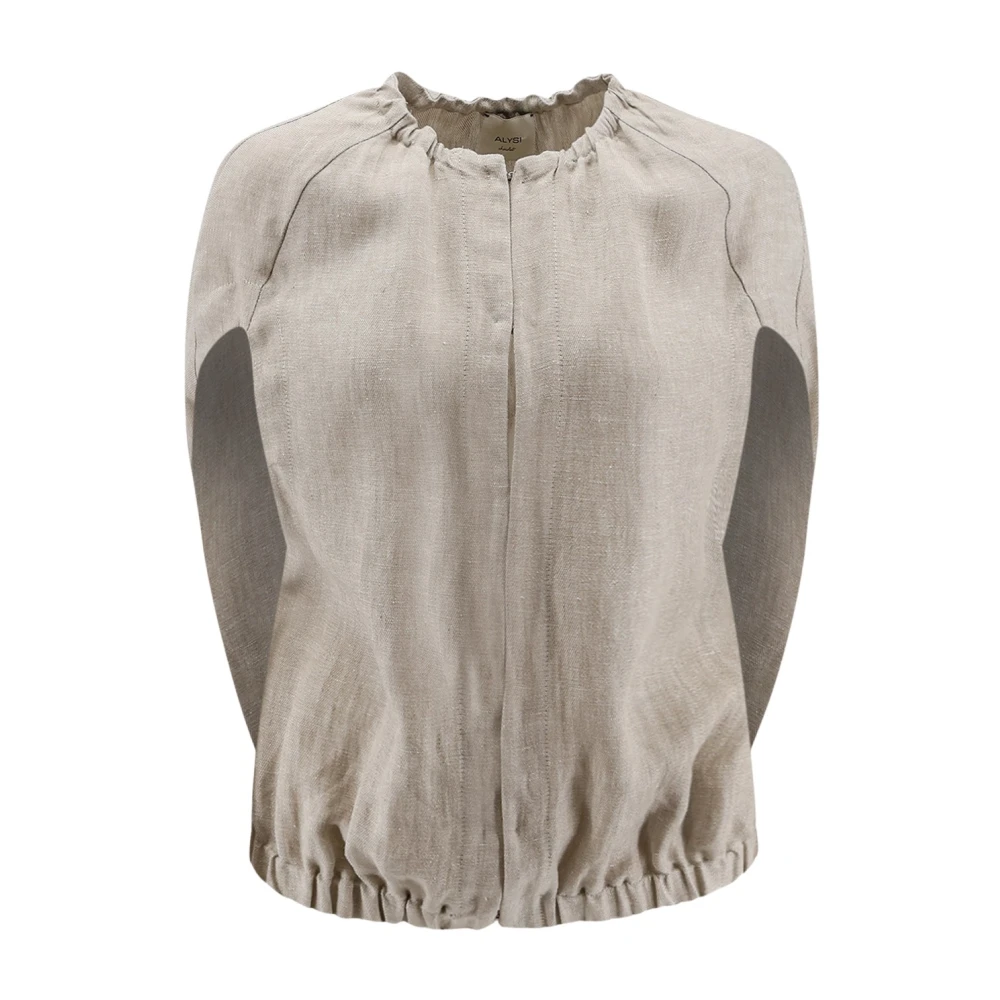 Alysi Vrouw Beige Overhemden Dames, S, Linnen, Mouwloze Linnen Blouse