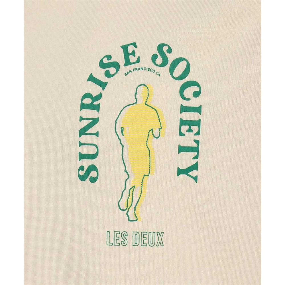 Les Deux Brody Crew-Neck T-Shirt Achterprint Beige Heren