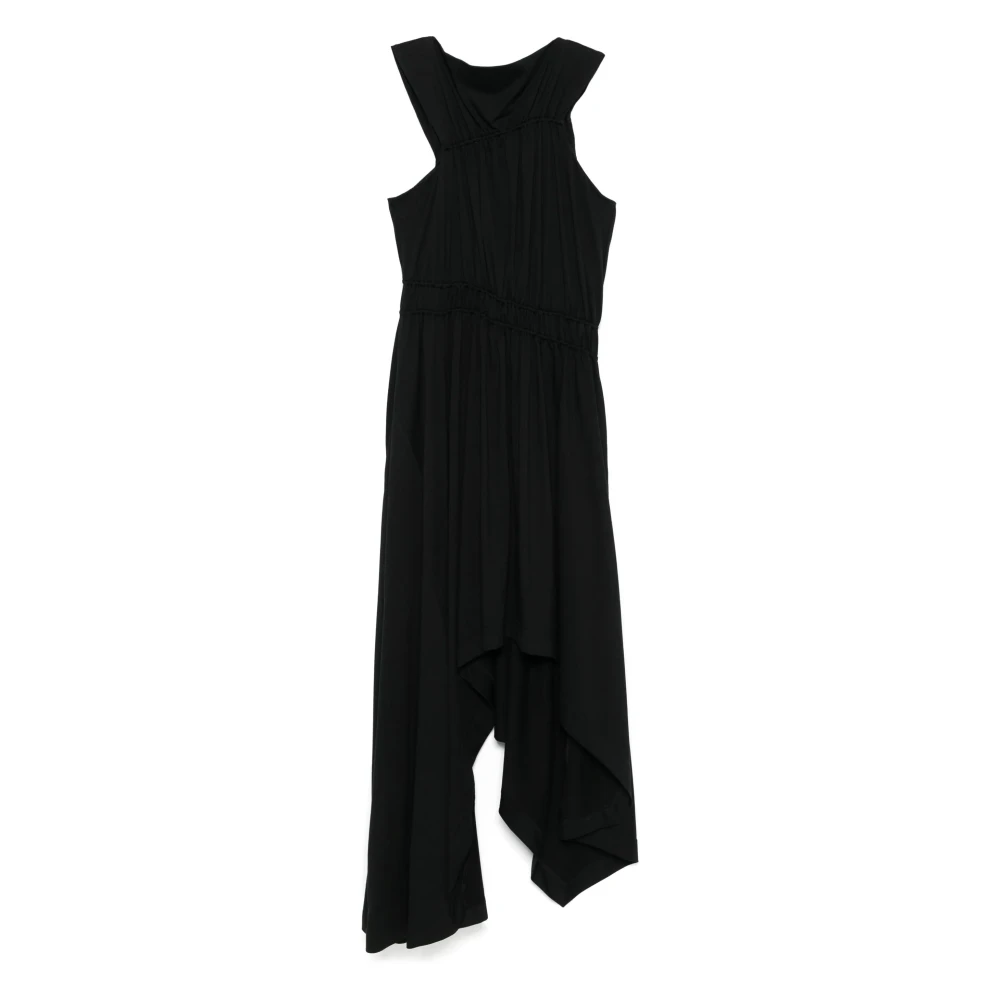 Alexander mcqueen Zwarte Asymmetrische Halslijn Jurk Italië Black Dames
