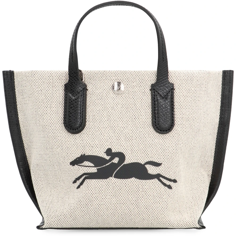 Longchamp Canvas handtas met leren details Beige Dames