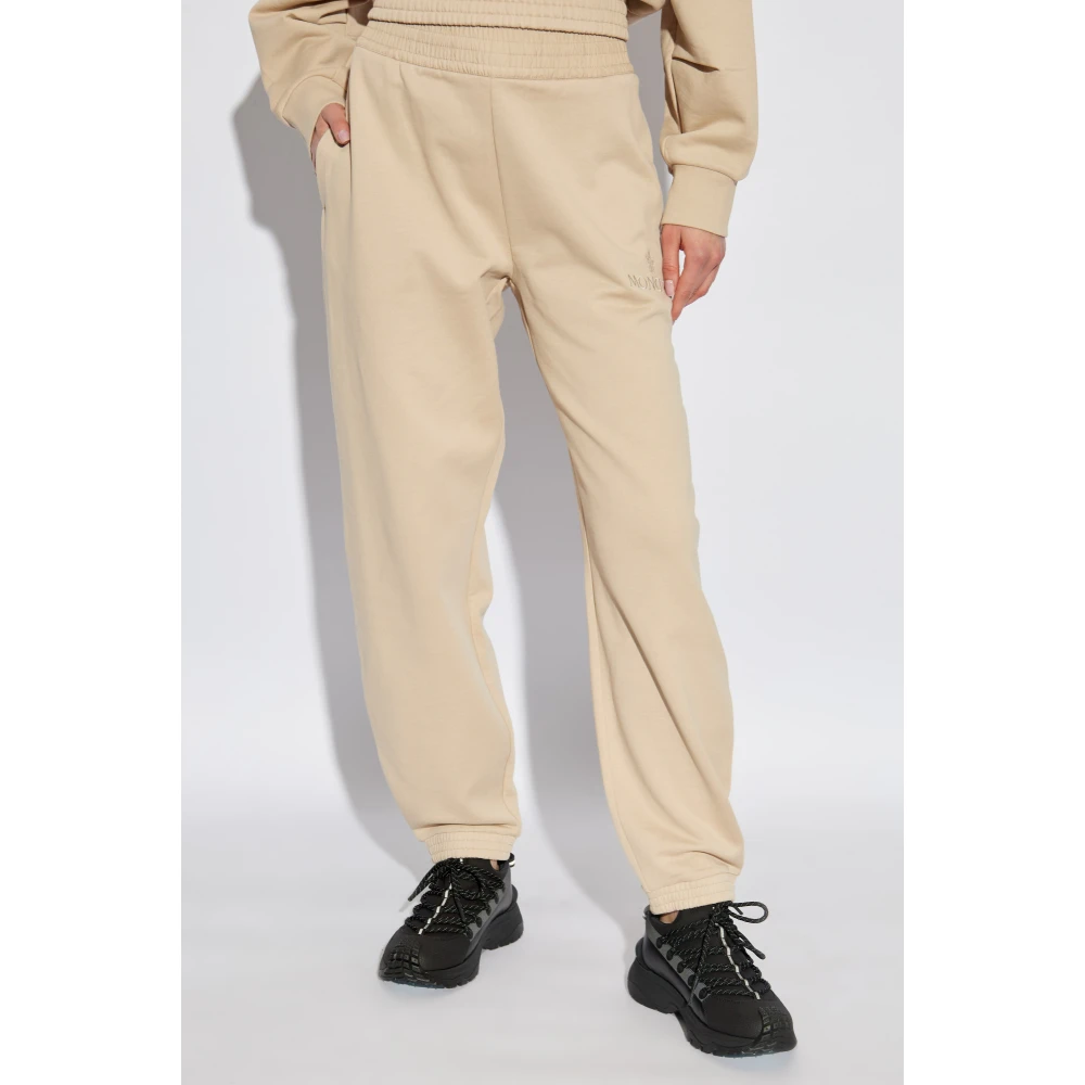 Moncler Broek met logo Beige Dames