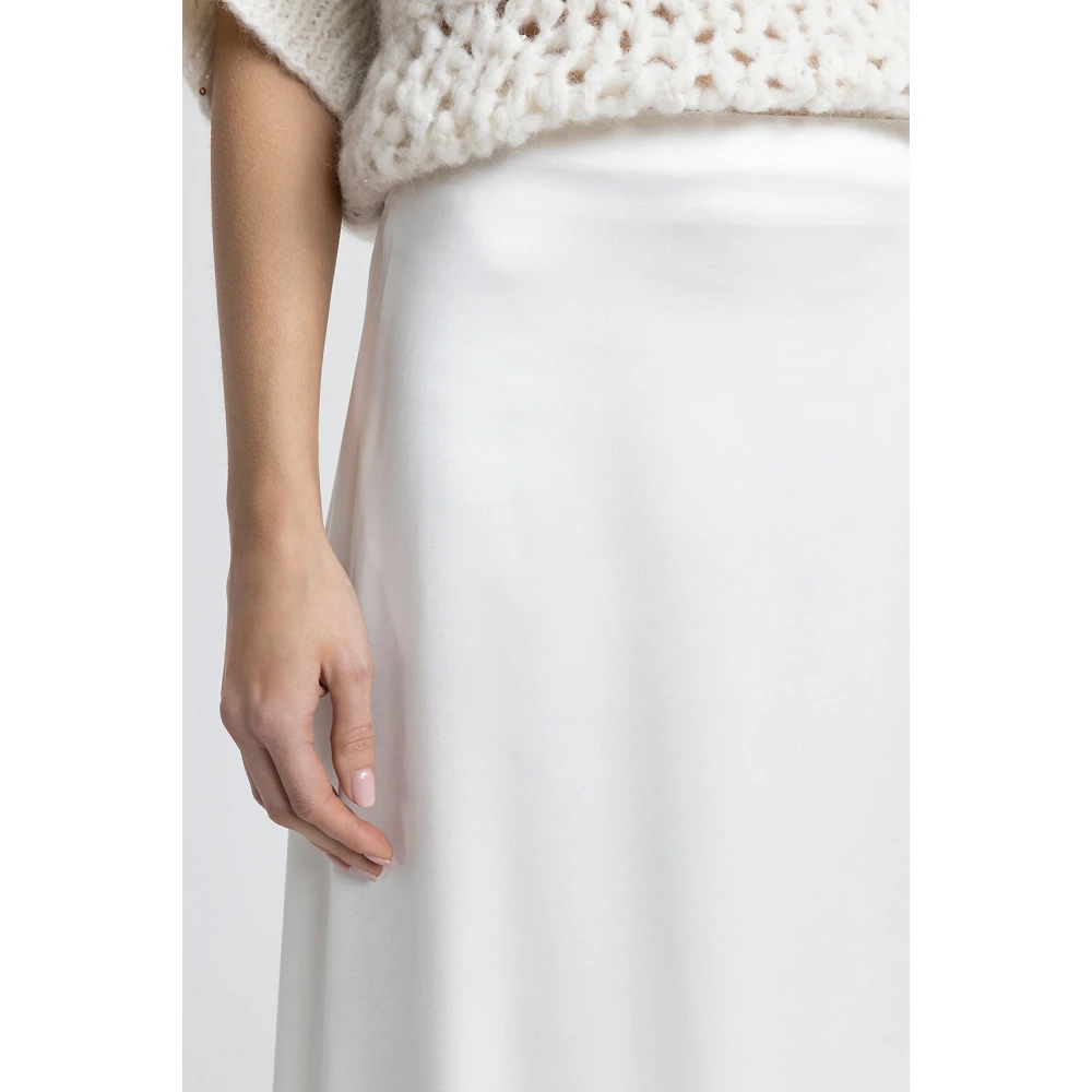 PESERICO Viscose satijnen lange rok White Dames
