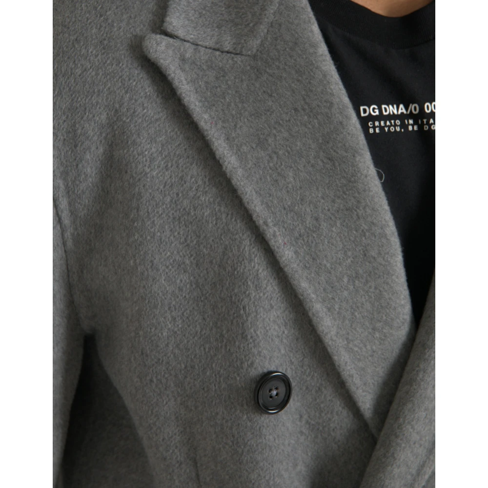Dolce & Gabbana Grijze Cashmere Trenchcoat Jas Gray Heren