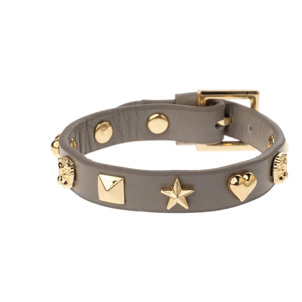 Skinn Skilt Stud Armbånd LYS Taupe