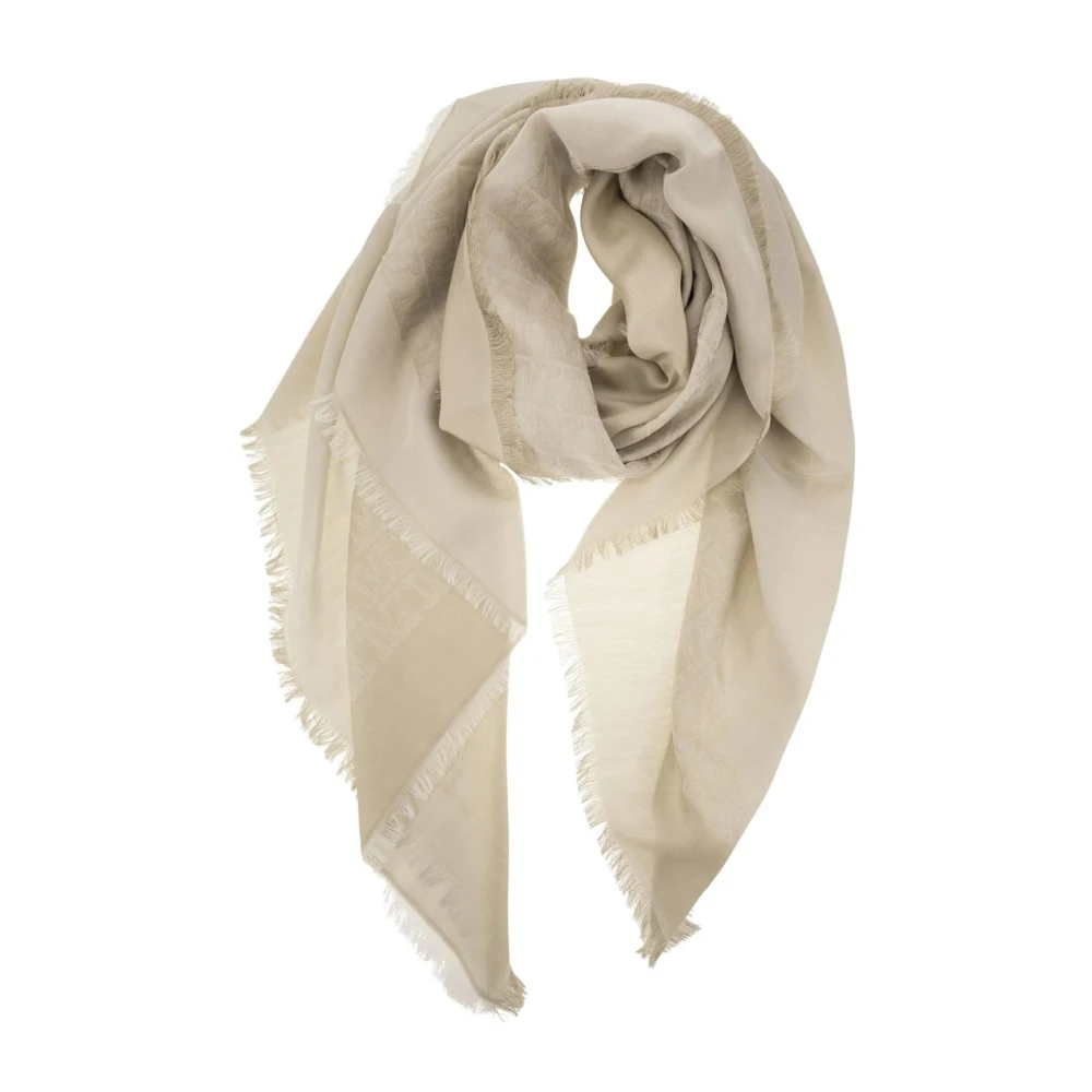 Max Mara Zijden en katoenen jacquard sjaal Beige Dames