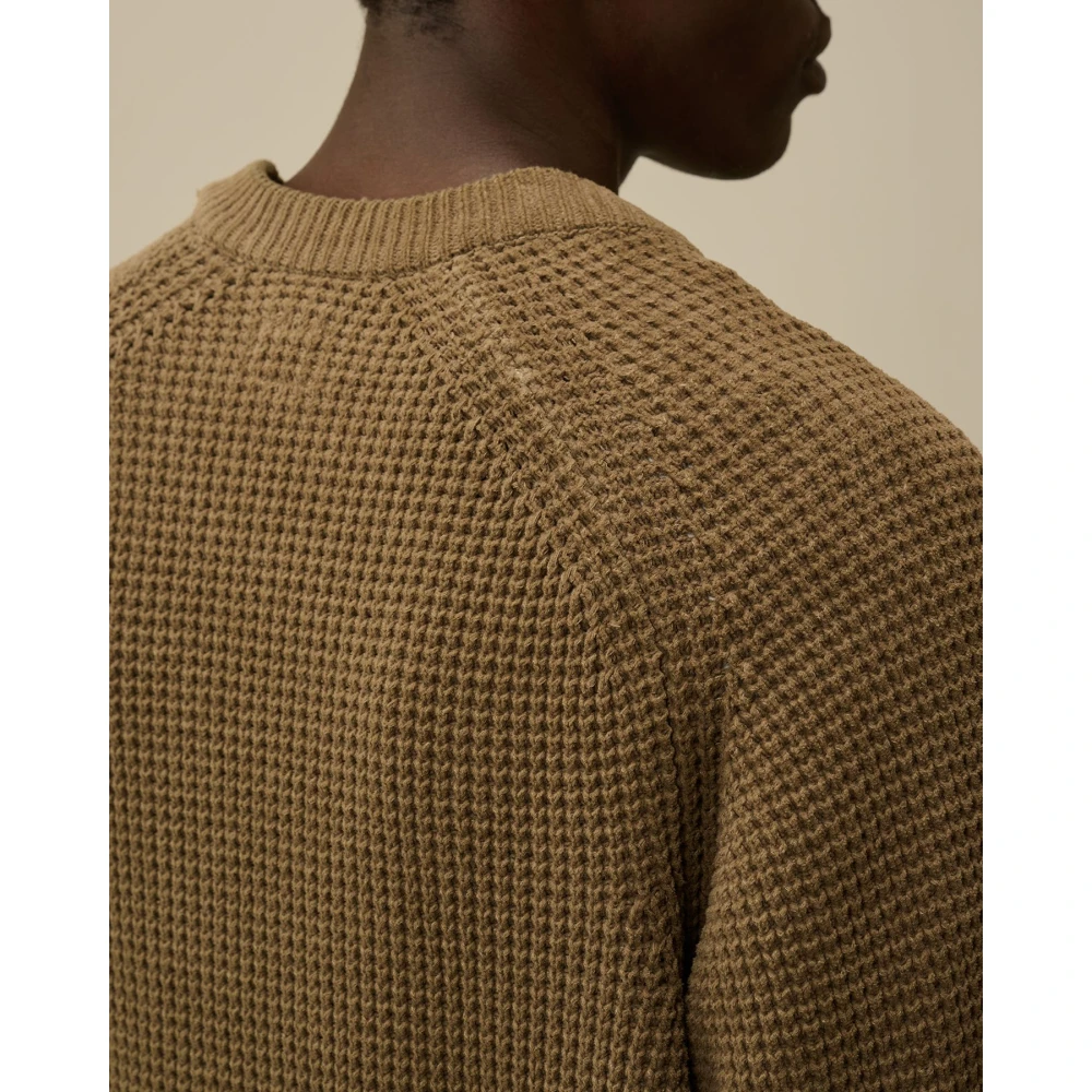 C.P. Company Groene Chenille Crewneck Wafeltrui Beige Heren